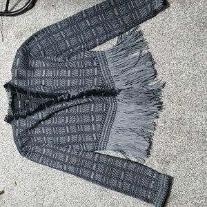 INC International Concepts Gray Fringe Jacket